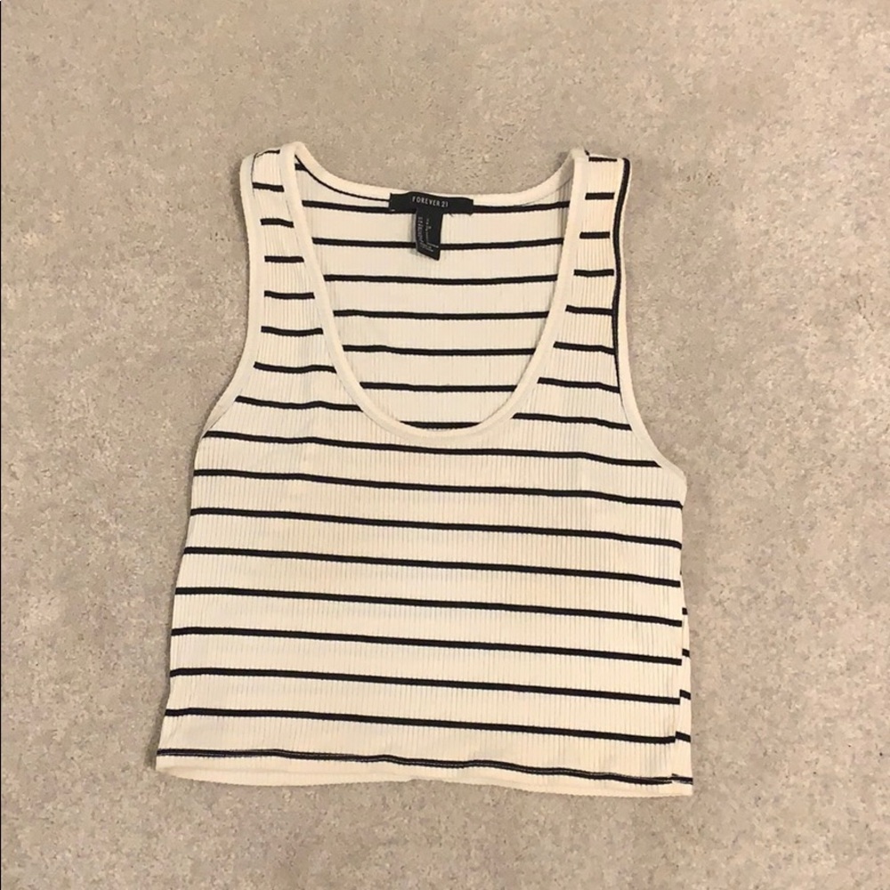 White and black stripped crop top forever 21